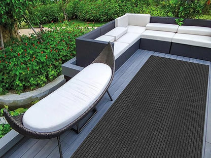 Ottomanson 2'7" x 35' Hallway Runner with Scraper Pile - Extra Durable Non-Slip Rug Mat for Indoor & Outdoor Use - Ideal for Kitchen, Entryway & Garage - High-Traffic Carpet, Black
