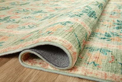 Loloi Rifle Paper Co. Eden Collection EDE-01 Mughal Rose Moss 3'-6" x 5'-6" Accent Rug feat. CloudPile™