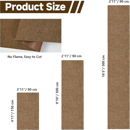 jxgzyy Extra Long Hallway Runner Rug, 3x16 Foot Commercial Carpet Runner, Non-Slip Entrance Floor Mat for Narrow Halls, Stairs, and Entryways, Coffee
