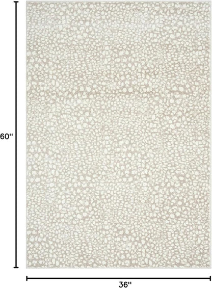Abani Beige Cheetah Print Area Rug Rugs, Arto Collection - Contemporary Durable Accent Rug (3' x 5')