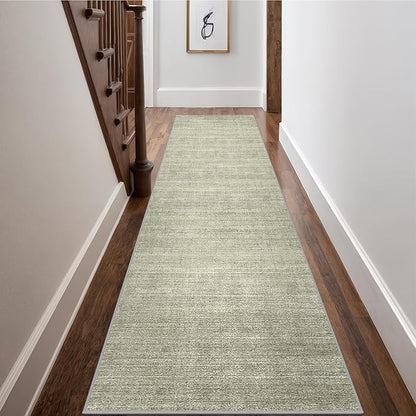 Art&Tuft Non-Slip Runner Rug - 2x12 Runner Rug Washable Low-Pile Rugs Runners, Soft Distressed Carpet Runner for Bedroom Bathroom Kitchen Laundry Living Room, Green