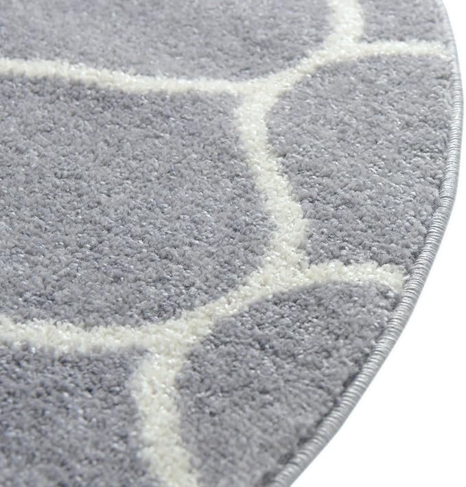 Rugs.com Lattice Frieze Collection Rug – 8' x 10' Oval Light Gray Medium Rug Perfect for Living Rooms, Large Dining Rooms, Open Floorplans