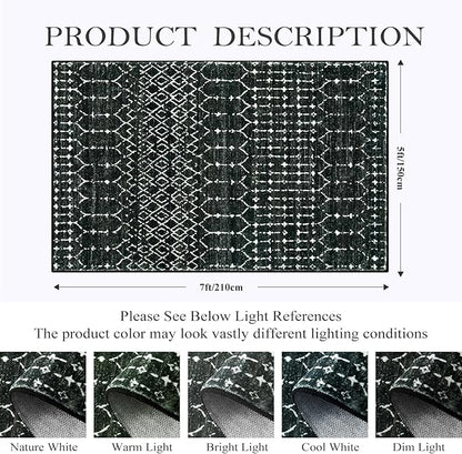 Lahome Moroccan Black Rug for Bedroom Washable Area Rugs 4x6 Non-Slip Ultra-Thin Living Room Carpet Stain Resistant Throw Entryway Indoor Mat, Geometric Print Modren Carpet Rug for Office Kitchen