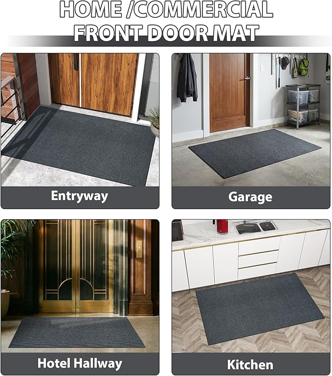 jxgzyy Commercial Outdoor Mat 2'11" x 4'11", Non Slip Front Door Mat Outside Entrance, Heavy Duty Waterproof Floor Mat for Porch, Home, Patio, Garage, Entryway, Grey