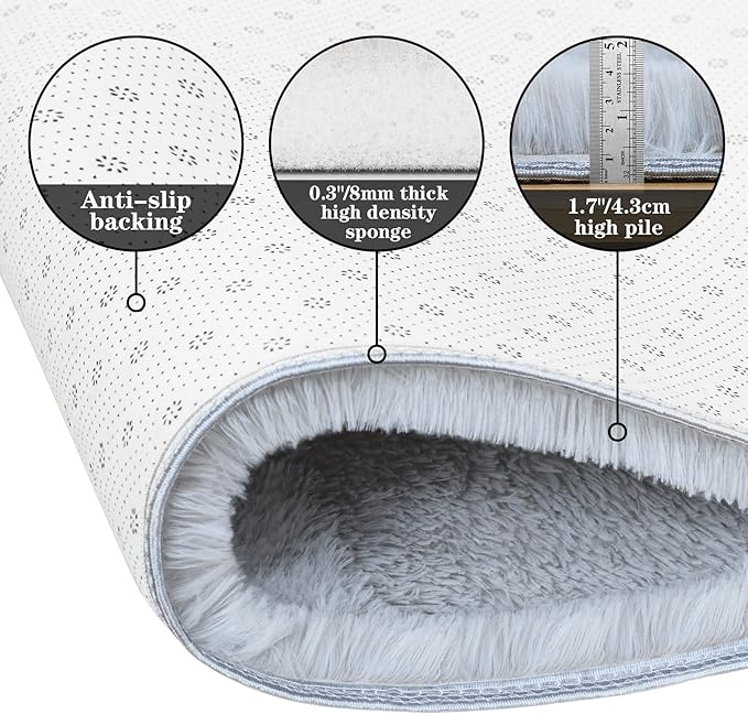 duduta Grey Soft Fluffy Rug 5x8 ft, Shag Fuzzy Plush Rectangle Carpet for Bedroom Nursery Living Room Home Decor