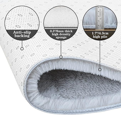 duduta Grey Soft Fluffy Rug 5x8 ft, Shag Fuzzy Plush Rectangle Carpet for Bedroom Nursery Living Room Home Decor
