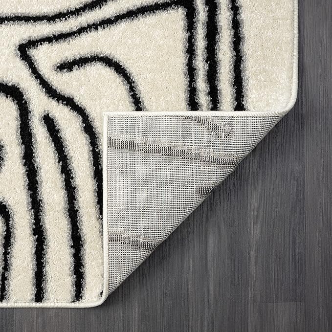 Abani Abstract Beige/Black Area Rug - 5'x8' - Modern Animal/Natural Lines Design - Deco Collection - Easy to Clean - Durable for High Traffic Areas - Bedroom, Office & Kitchen - Medium Pile