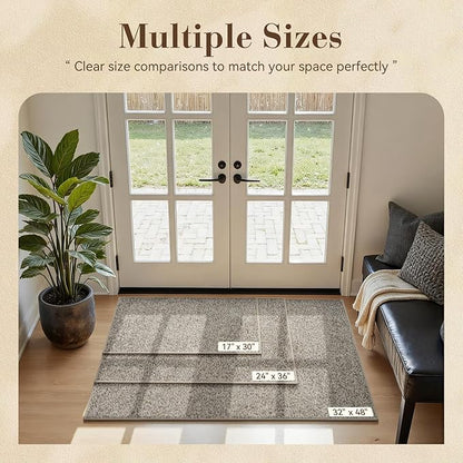 MontVoo Door Mat Indoor Entrance Doormat, Absorbent Durable Rubber Non Slip Front Door Mat for Inside Entry Entryway Dirt Trapper Welcome Mat, Grey Brown 17''x30''