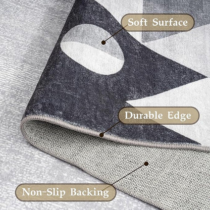 HOMFINE Washable Modern Area Rug - Geometric Style 9x12 Rugs for Living Room, Bedroom, Machine Washable Rug Soft Non Slip Non Shedding Area Rug - Grey, 9'x12'