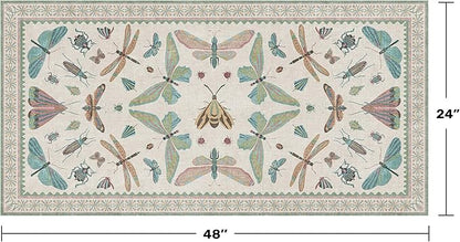 Mint Green Washable Bathroom Rug - 2x4 Small Kitchen Rugs for Front Door Indoor Entrance, Low Pile Stain Resistant, Colorful Cool Aethestic