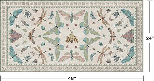 Mint Green Washable Bathroom Rug - 2x4 Small Kitchen Rugs for Front Door Indoor Entrance, Low Pile Stain Resistant, Colorful Cool Aethestic