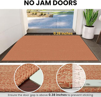 IOHOUZE Washable Runner Rug 2x6 Non Slip Runners for Hallways Entryway Runner Indoor, Kitchen Rugs Woven Cotton Floor Carpet for Kitchen Hall Entrance Bedroom, Rustic Orange
