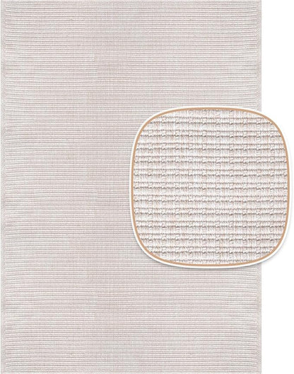 Beverly Rug Easy Jute Off White Rug 5x7 Solid Washable Durable Outdoor Indoor Area Rugs for Living Dining Room Patio Office Stain Resistant Non Shedding Casual Indoor Outside Carpet (5 x 7 Off-White)