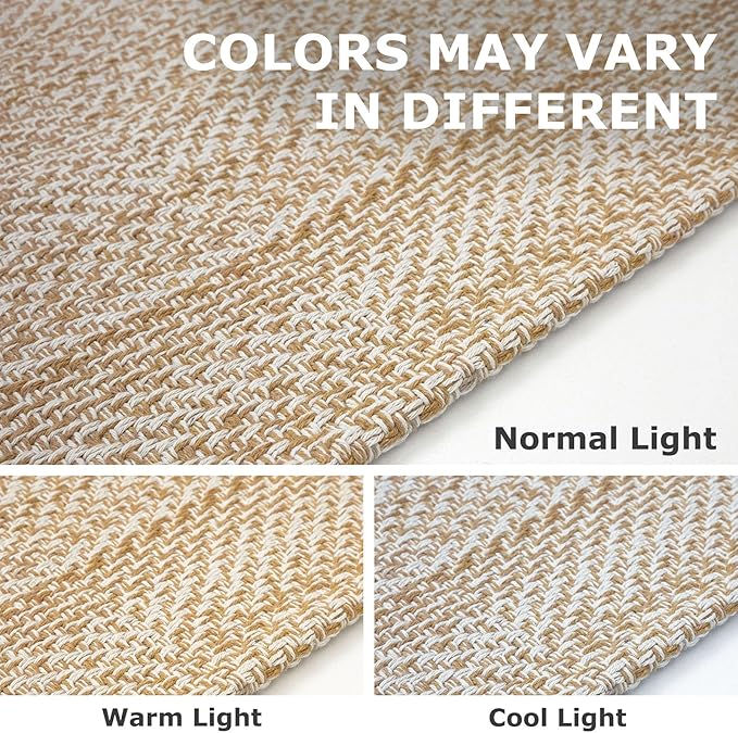 IOHOUZE Washable Exrea Long Hallway Runner Rug 3x14 Non Slip Rubber Backed Kitchen Runner Entryway Runner Indoor, Woven Rug Carpet for Kitchen Hall Entryway Stair, Warm Beige/Orange/Apricot