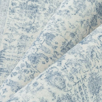 Blue Runner Rug 2x7 Hallway Machine Washable Kitchen Vintage Distressed Non Slip Long Carpet Indoor Retro Floral Bedroom Accent Throw Rug for Bathroom Office Laundry Dining Room