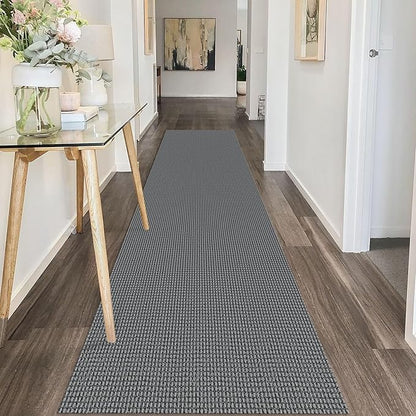IOHOUZE Washable Runner Rug 2x10 Non Slip Rubber Backed Long Hallway Runner Entryway Runner Indoor, Kitchen Rugs Woven Cotton Floor Carpet for Hall Entrance, Dark Grey