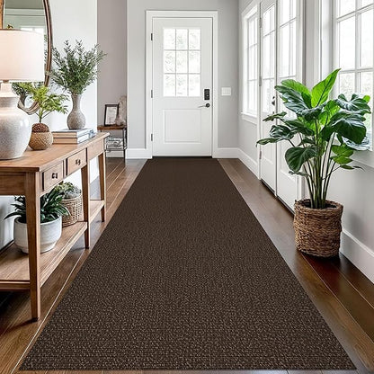 EARTHALL Long Runner Rug 3x12 Ft Washable Runners for Hallways Cotton Non Slip Entryway Runner Braided Kitchen Runner Indoor Outdoor Carpet Runners for Entryway, Hall, Foyers, Brown/Coffee