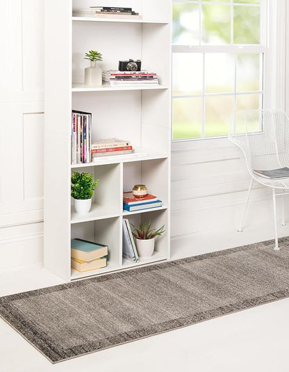 Rugs.com Angelica Collection Rug – 6 Ft Runner Light Gray Medium Rug Perfect for Hallways, Entryways