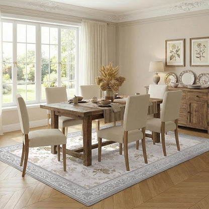 SOULFUL Medium Pile 4x6 Rugs for Living Room - Soft Underfoot Area Rug - Light Taupe Boho Floral - Washable Non-Slip - Perfect for Bedroom Kids Room Under Dining Table Office