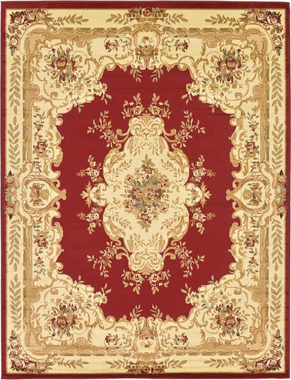 Rugs.com Chateau Collection Rug – 10' x 13' Red Medium Rug Perfect for Living Rooms, Large Dining Rooms, Open Floorplans