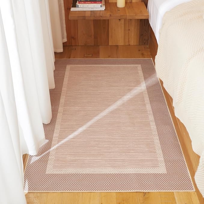 ILANGO Jute Area Rugs for Living Room, Woven Washable Rugs 3'x5' Indoor, Natural Farmhouse Rugs for High Traffice Areas, Non Slip Carpet with Rubber Backing for Bedroom Kitchen Porch