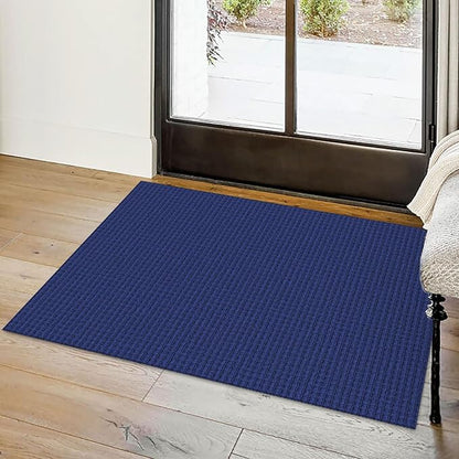 Small Braided Rugs 2x3 Ft Area Rugs for Entryway Washable Rug Throw Rugs Rubber Backed Cotton Woven Door Mat Indoor Entrance Front Door Rugs for Foyer Bathroom Kitchen, Royal Blue/Navy