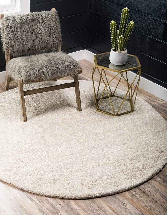 Unique Loom Solo Collection Area Rug - Calabasas (6' 1" Round, Ivory)
