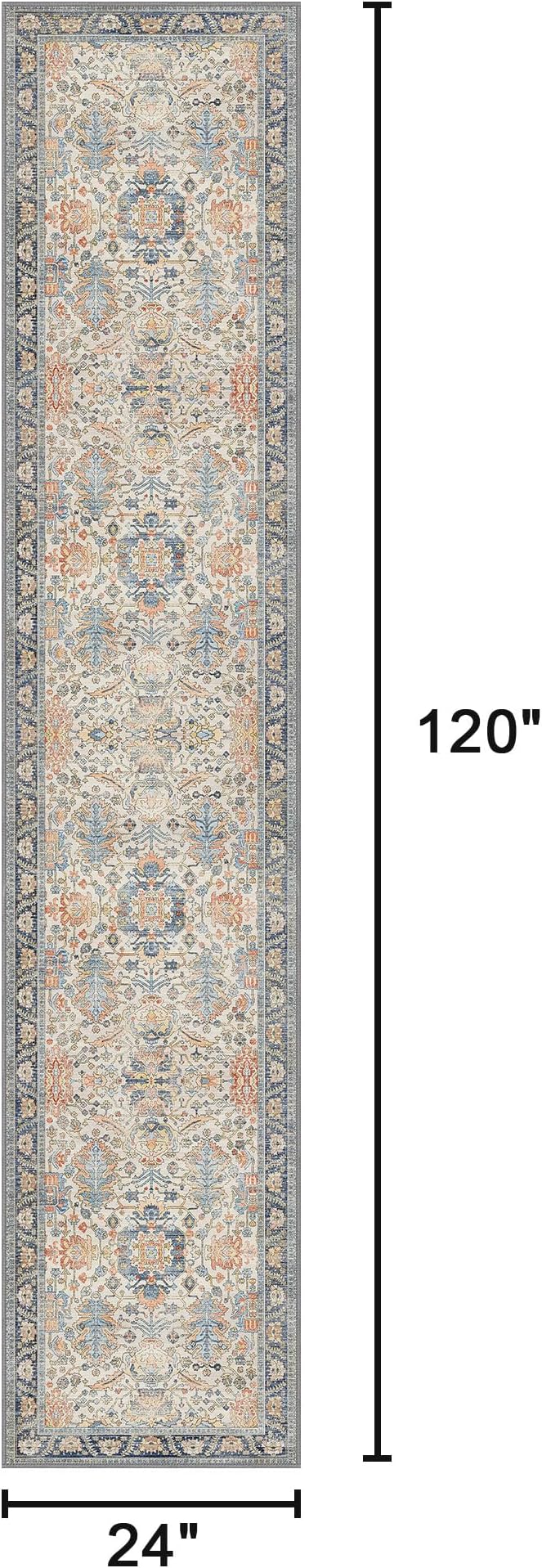 Bavni Runner Rug, Machine Washable Rugs for Bedroom 2x10, Non Slip Boho Rugs with Rubber Backing, Ultra-Thin Folable Rug Runner for Hallways Bathroom, Teal/Multi