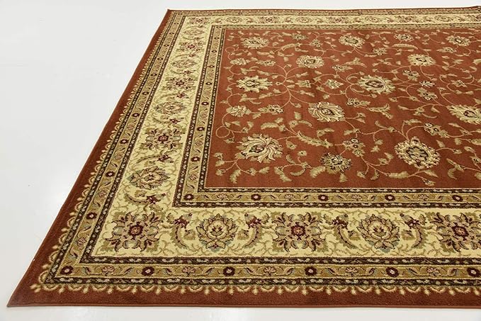 Unique Loom Voyage Collection Traditional Oriental Classic Intricate Design Area Rug (10' 6 x 16' 5 Rectangular, Terracotta/Ivory)