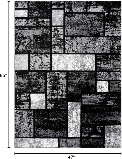LUXE WEAVERS Modern Geometric Squares Gray 4x5 Area Rug for Living Room