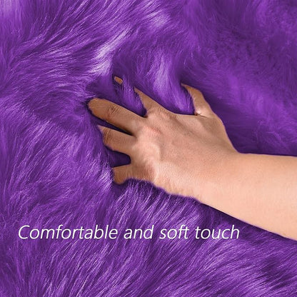 Latepis Purple Sheepskin Large 5x7 Area Rugs for Living Room Throw Rugs for Bedroom Washable Faux Fur Rug Fluffy Fuzzy Boho Rug Home Decor Rectangle