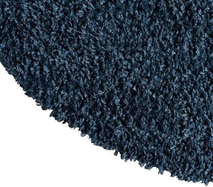 Unique Loom Davos Shag Collection Area Rug - Solid (3' 3" x 5' 3" Oval, Marine Blue)