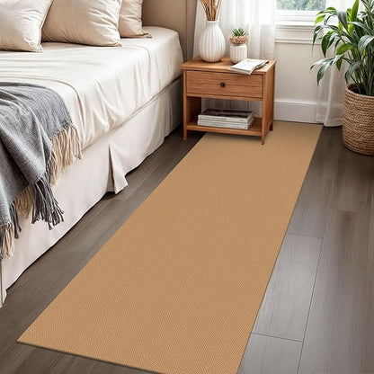 Braided Runner Rug 2x6 Ft Washable Runners for Hallways Kitchen Runner Rug with Rubber Backing Cotton Entryway Runner Indoor, Woven Floor Carpet for Hall Kitchen Bedroom, Warm Tan
