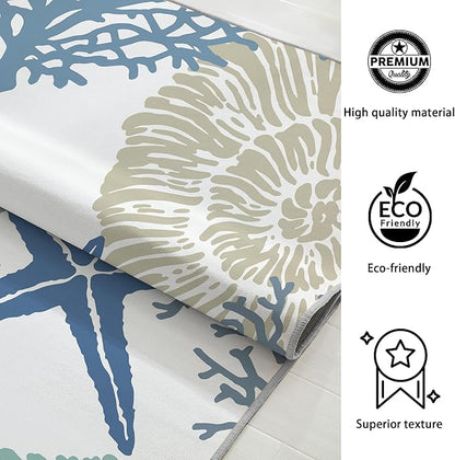 Tritard Coastal Area Rugs Nautical Beach Themed Non-Slip Machine Washable Rugs Modern Floor Carpet for Living Room Bedroom, 6x9, Blue