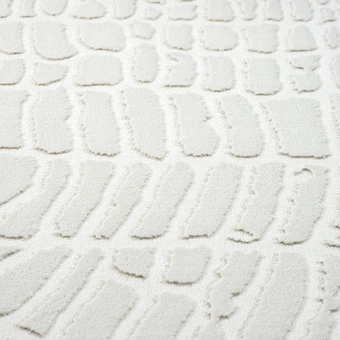 Abani Neutral Cream Area Rug for Living Room, Bedroom - Pebble Pattern - 2' x 3' - Durable & Easy to Clean
