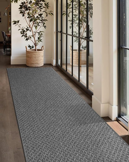 Color&Geometry Large Door Mat 3'x10' Runner Rug with Rubber Backing(Rolled-up NO Creases), Non Slip Washable Hallway Runner Rug, Carpet Runners for Hallway Living Room Bedroom, Grey