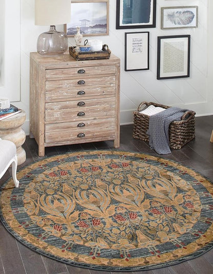 Rugs.com Chelsea Collection Rug – 6' Round Navy Blue Medium Rug Perfect for Kitchens, Dining Rooms