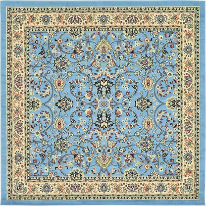 Unique Loom Sialk Hill Collection Area Rug - Washington (8' Square Light Blue/Navy Blue)