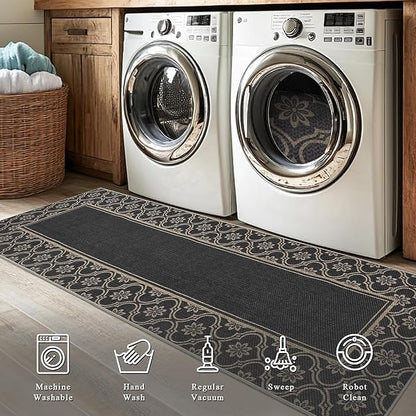 Moroccan Floral Easy Jute Rug 8x10 Outdoor Rug Washable Area Rugs for Living Room Bedroom Non Slip Neutral Farmhouse Indoor Outdoor Carpet for Backyard Patio Office