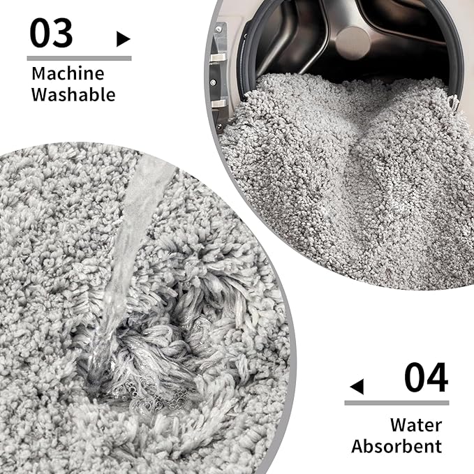 Gray Bathroom Runner Rug 24x59 Non Slip Fluffy Long Bath Mat for Bathroom Floor Washable Plush Luxury Bath Rug for Tub Absorbent Shower Sink Mat Bedside Rug