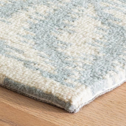 Dash & Albert Aster Sky Hand Micro Hooked Wool Rug, 3 X 5 Feet, Blue Geometric Pattern