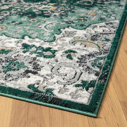 LUXE WEAVERS Moroccan Green 5x7 Medallion Area Rug for Living Rooms