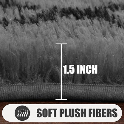 ONASAR 6x9 Area Rugs for Living Room Bedroom, Washable Large Fluffy Grey and Black Throw Rug, Geometric Soft Plush Shaggy Fuzzy Floor Carpet for Nursery Kids Girls Boys Teen Dorm Home Office Decor
