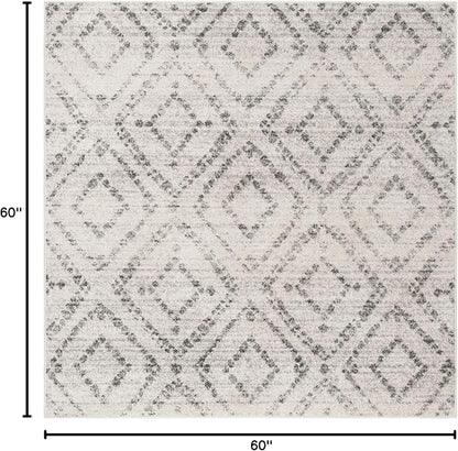 SAFAVIEH Adirondack Collection Area Rug - 5' Square, Light Grey & Grey, Modern Diamond Distressed Design, Non-Shedding & Easy Care, Ideal for High Traffic Areas in Living Room, Bedroom (ADR131C)