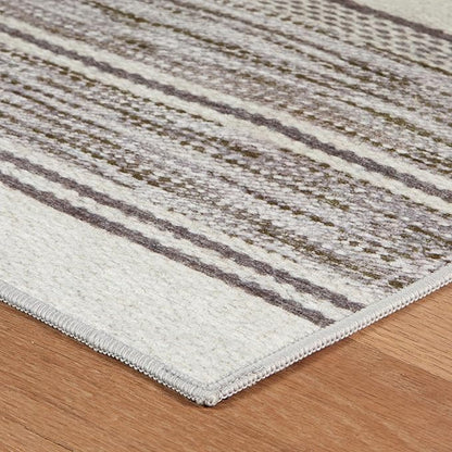 Dash & Albert Ellington Stripe Grey Machine Washable Rug, 3 X 5 Feet, Grey Stripe Pattern