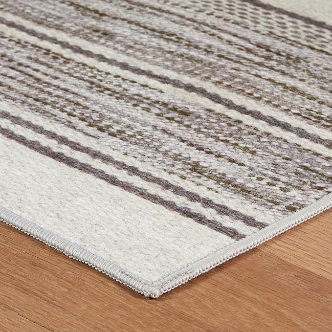 Dash & Albert Ellington Stripe Grey Machine Washable Rug, 2 X 3 Feet, Grey Stripe Pattern