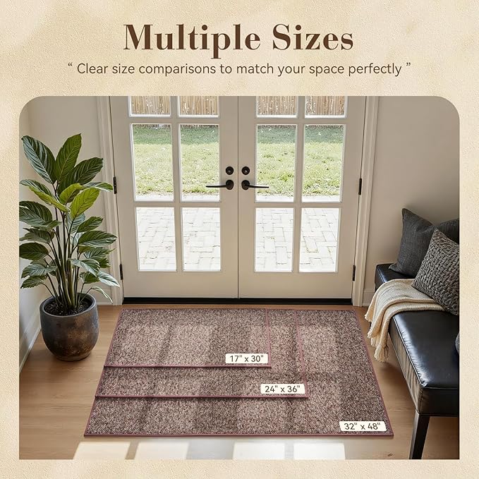 MontVoo Door Mat Indoor Entrance Doormat, Absorbent Durable Rubber Non Slip Front Door Mat for Inside Entry Entryway Dirt Trapper Welcome Mat, Red 32''x48''