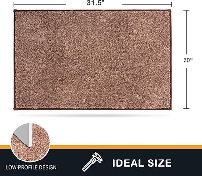PURRUGS Dirt Trapping Door Mat 20" x 31.5", Non-Slip Machine Washable Entry Rug, Shoe Scraper, Dog Doormat, Super Absorbent Welcome Mat for Front & Back Door, Muddy Shoes & Paws, Brown-Light Cream