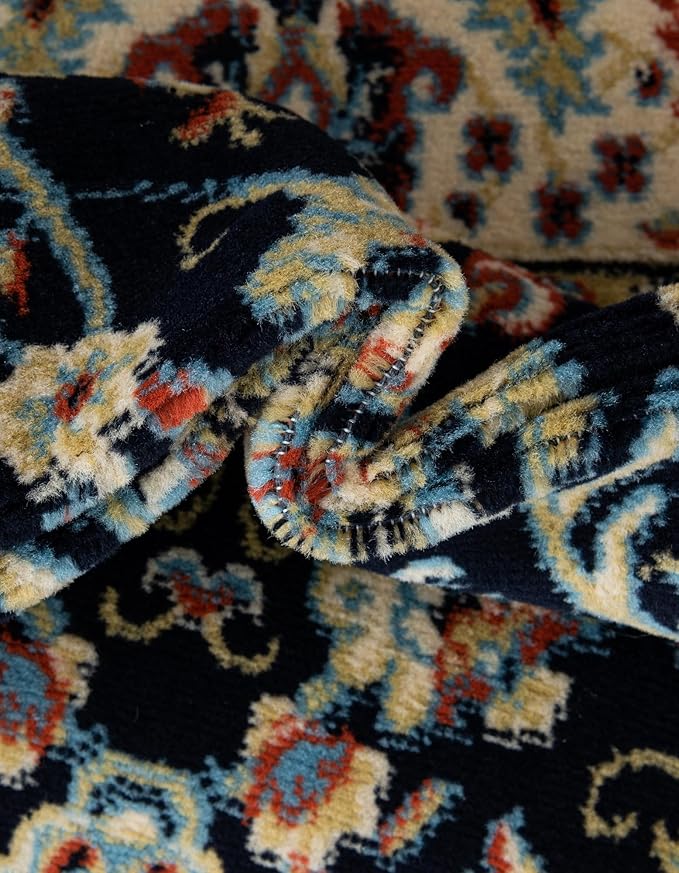 Unique Loom Sialk Hill Collection Area Rug - Washington (2' 11" x 16' 5" Runner Navy Blue/Cream)