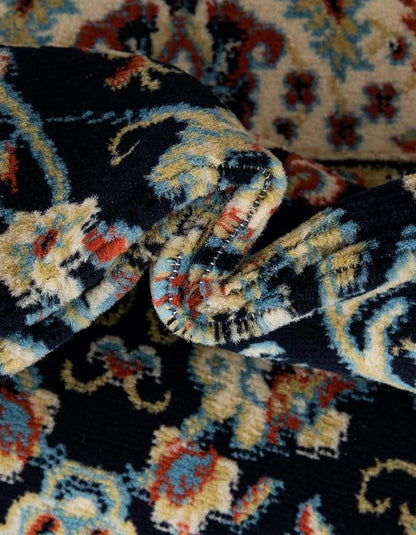 Unique Loom Sialk Hill Collection Area Rug - Washington (3' 3" Round Navy Blue/Cream)